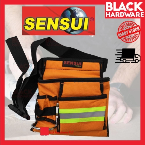 Black Hardware SENSUI Beg Canvas Backpack Tote Tools Organizer Kit Bag Heavy Duty Beg Paku Nail Pouch Bag Tukang 工具包