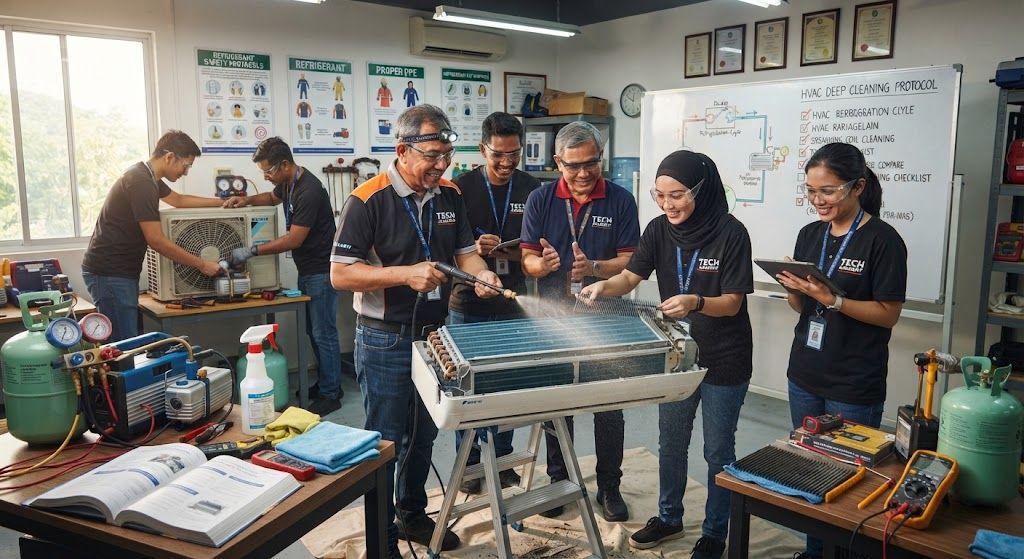 HVAC cleaning and servicing workshop Malaysia