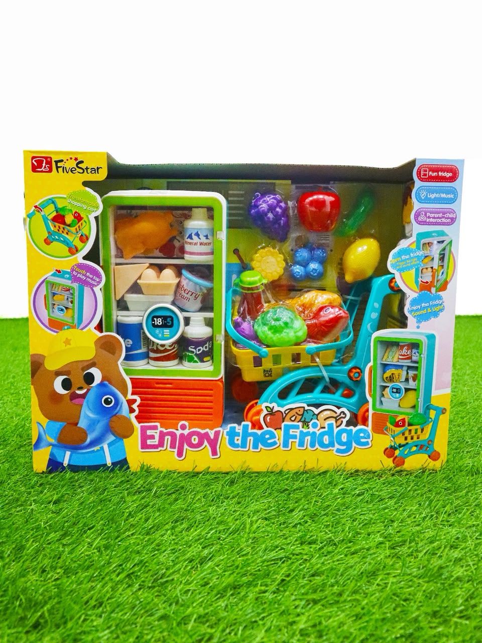 🧊 Five Star Enjoy The Fridge Play Set – Kids Pretend Play Refrigerator Toy with Shopping Cart & Food Accessories