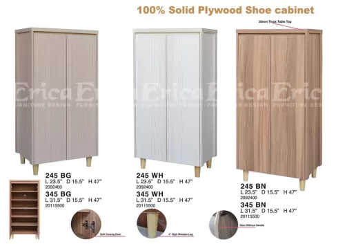 245/345 2 Door Solid Plywood Shoe Cabinet