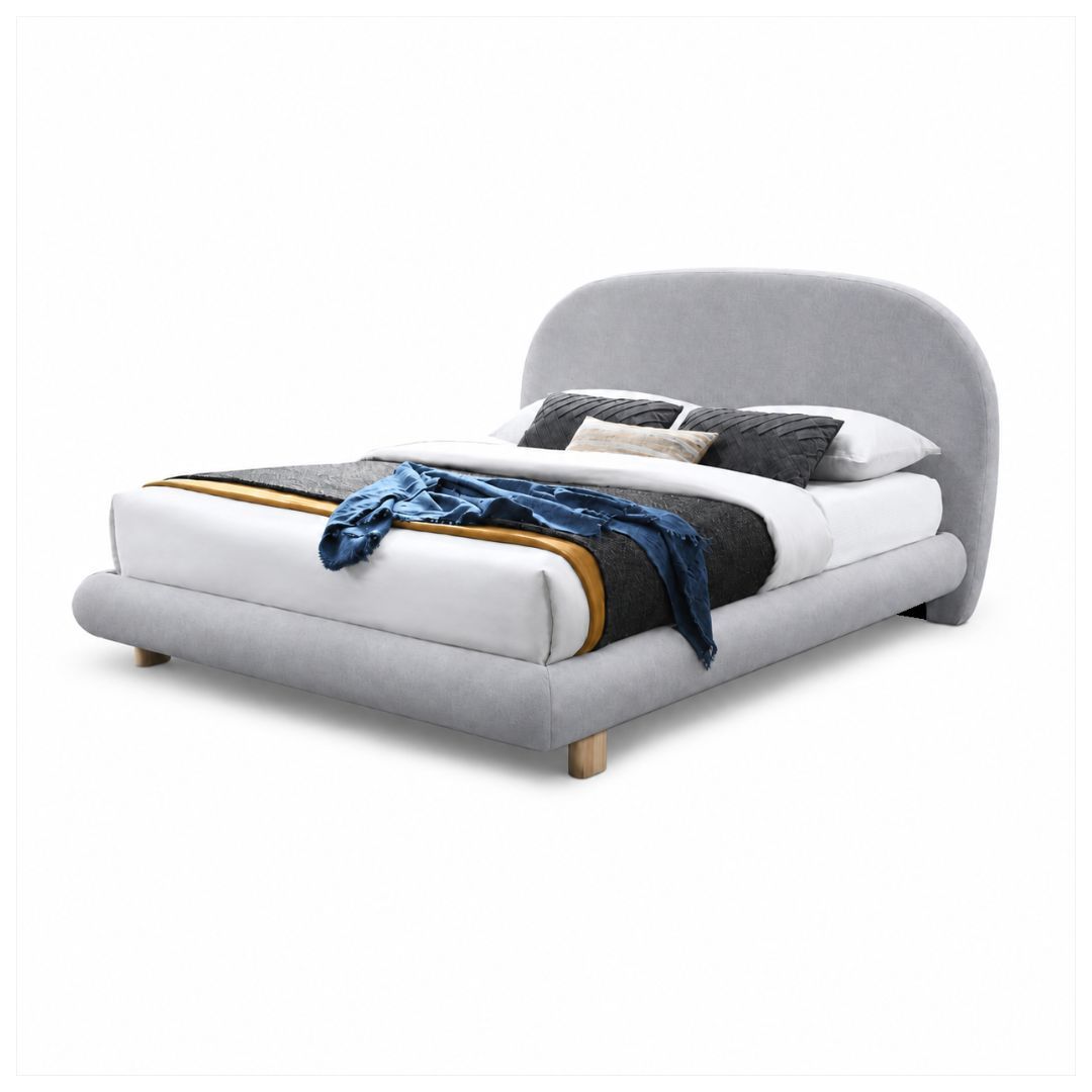 Bedframe with Rounded Fabric Headboard