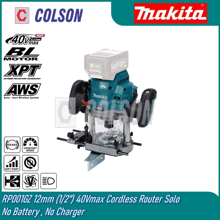 MAKITA RP001GZ 12mm (1/2") 40Vmax Cordless Router Solo