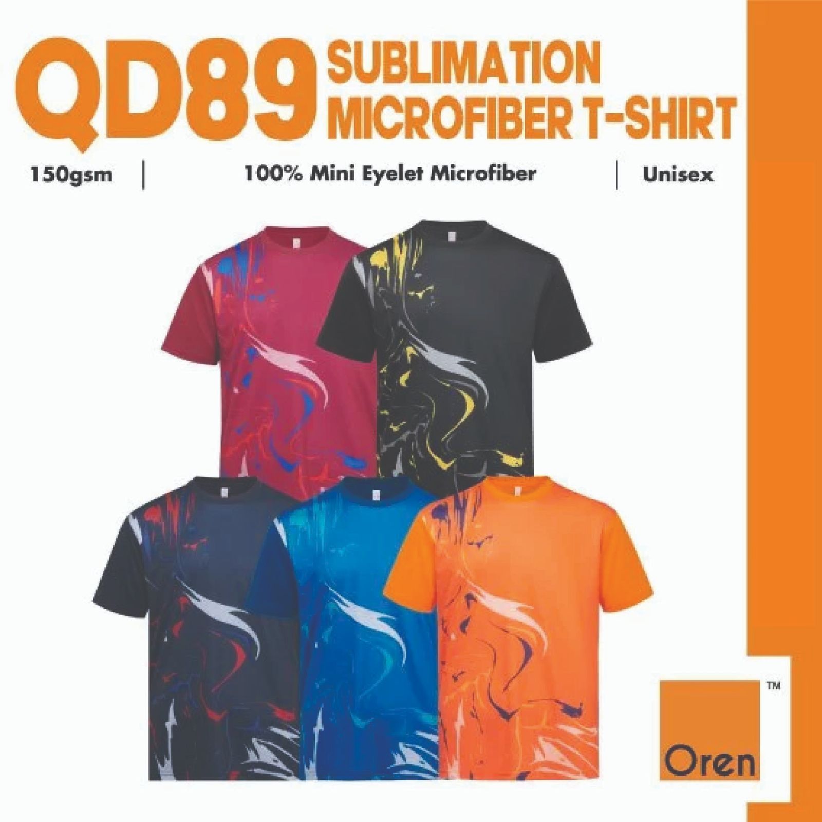 OREN SPORT QD89 Premium Ultimate Sublimation Mini Eyelet Microfiber Quick Dry CVC Unisex 150gsm Cool Fit Tshirt