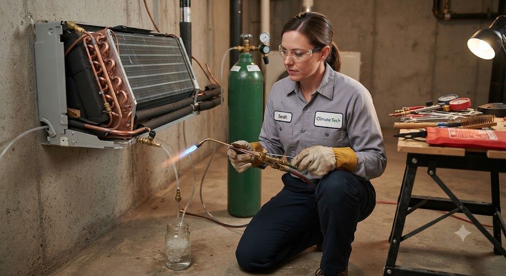 copper pipe brazing split air conditioner HVAC
