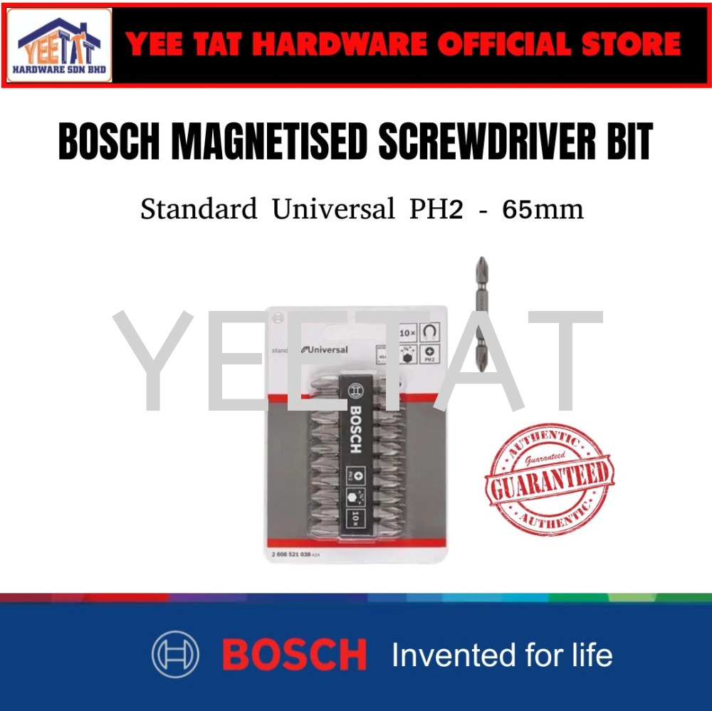 [ BOSCH ] MAGNETISED SCREW DRIVER BIT STANDARD UNIVERSAL PH2 X 65mm (2608521039)