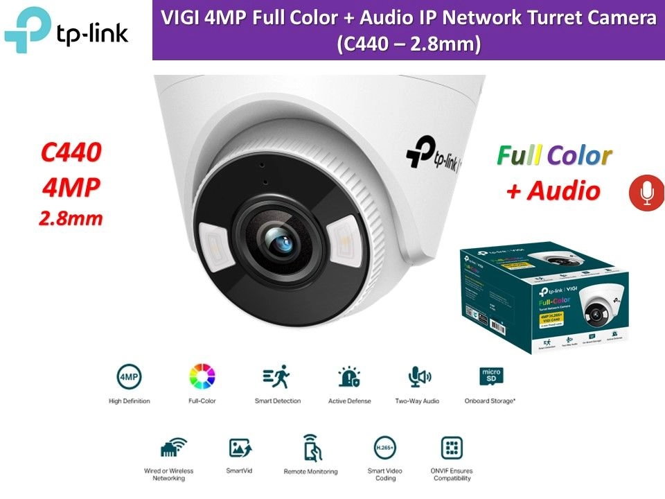 TP-Link VIGI C440-4MP Colour + Audio Turret-2.8mm