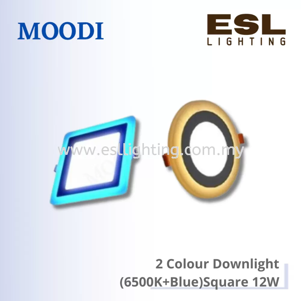 MOODI 2 Colour Recessed Downlight Square 12W - DA4-1 (6500K+Blue)