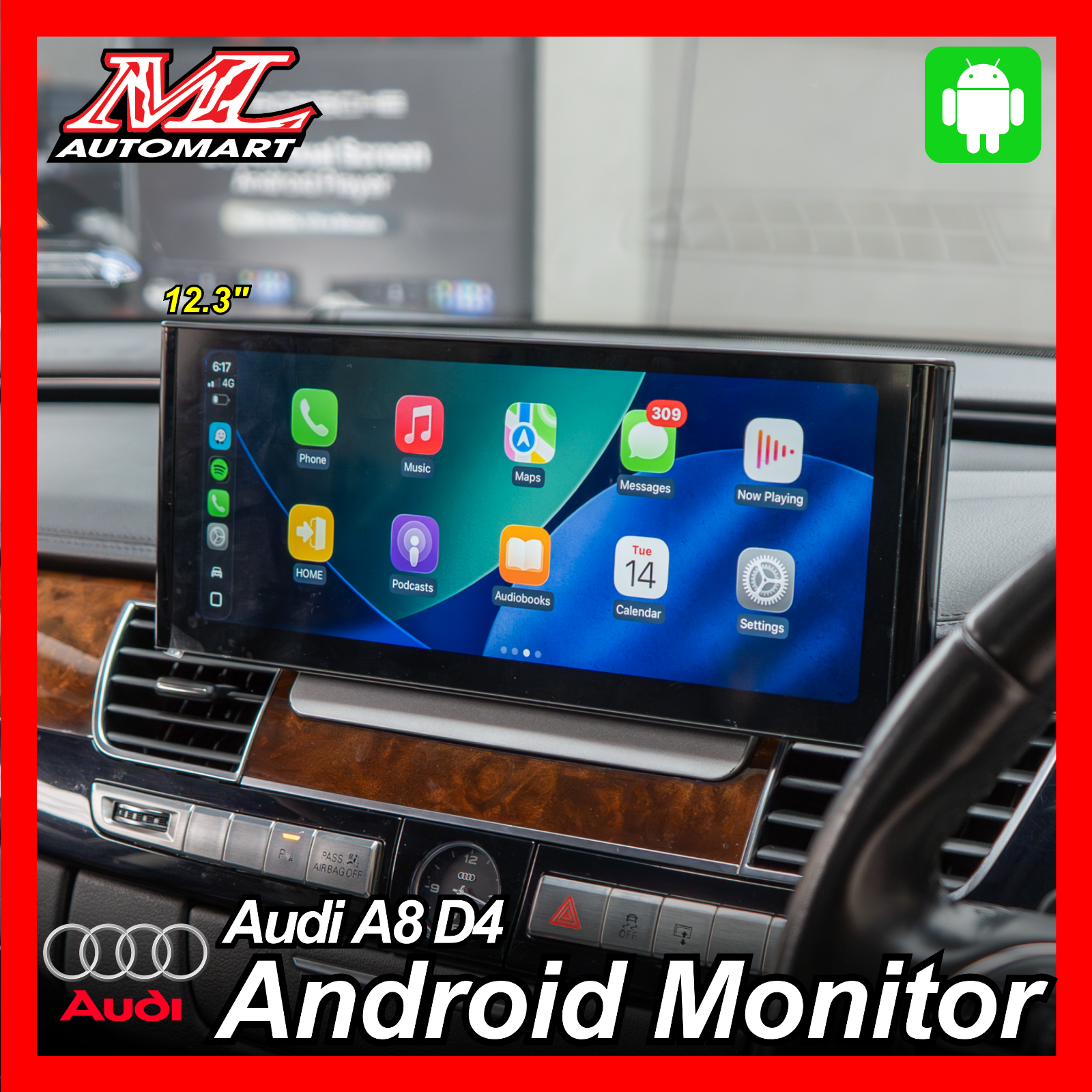 Audi A8 D4 Android Monitor (12.3")