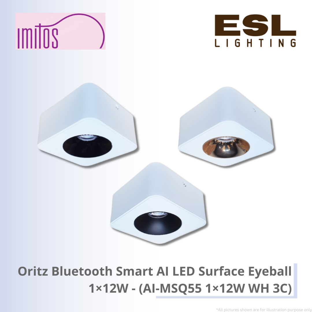 IMITOS Oritz Bluetooth Smart AI LED Surface Eyeball 1×12W - AI-MSQ55 1×12W WH 3C