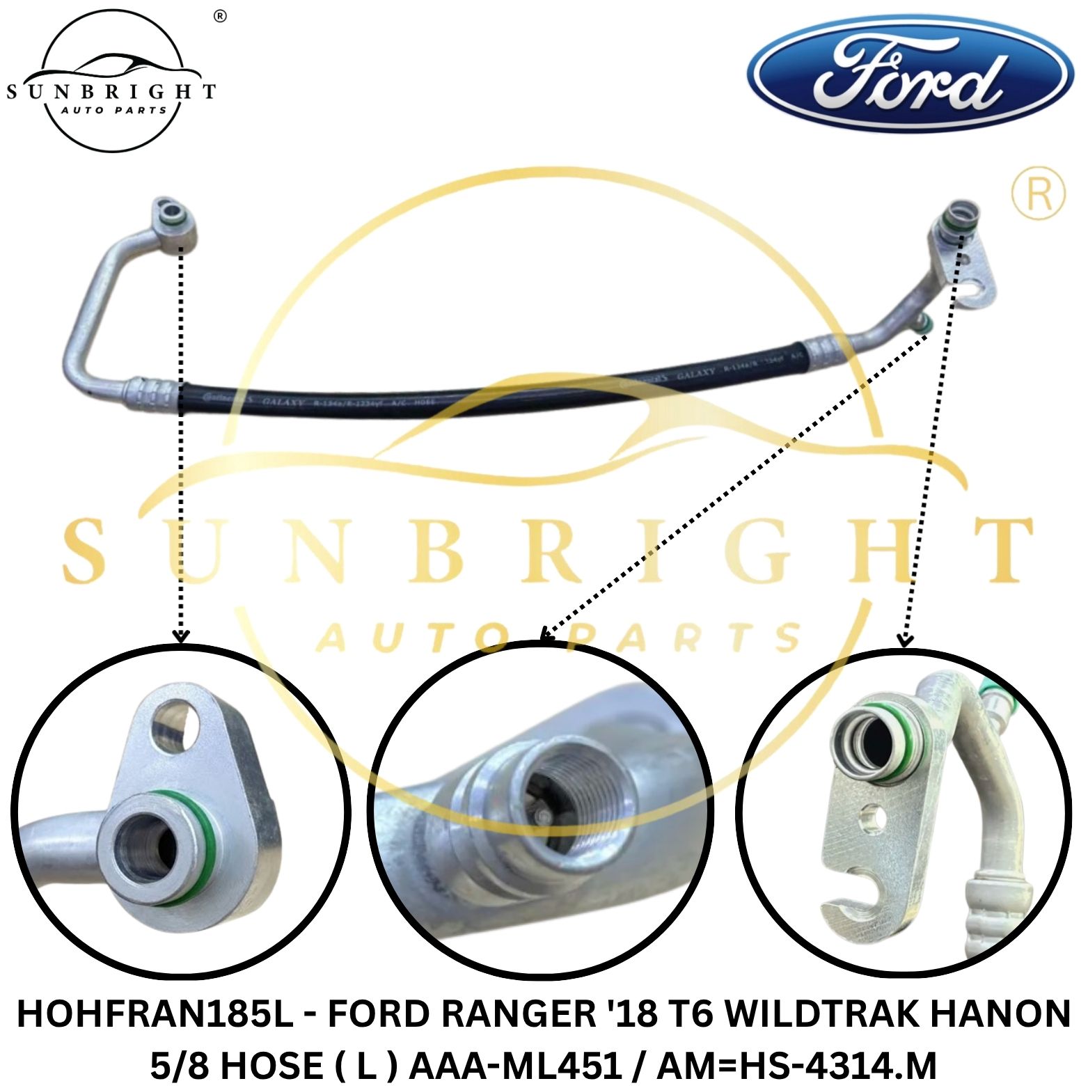HOHFRAN185L - FORD RANGER '18 T6 WILDTRAK HANON 5/8 HOSE ( L ) AAA-ML451 / AM=HS-4314.M