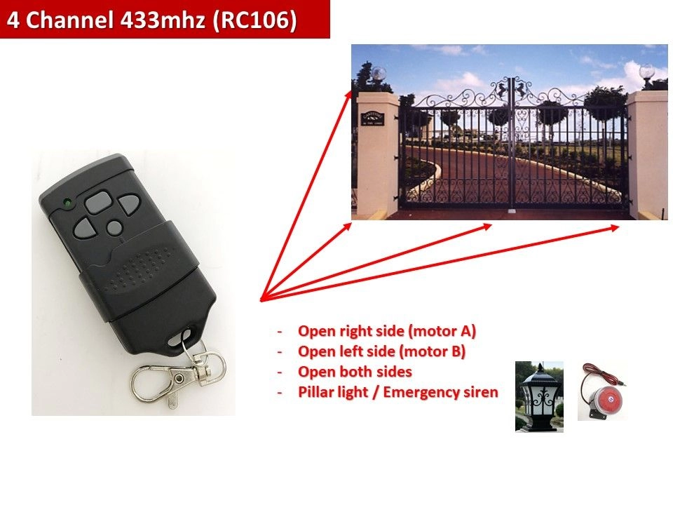 (RC106) - 4 Channel 433Mhz / 330Mhz Remote Control - Autogate Door Wireless Premium Remote Control DIP Switch Code 