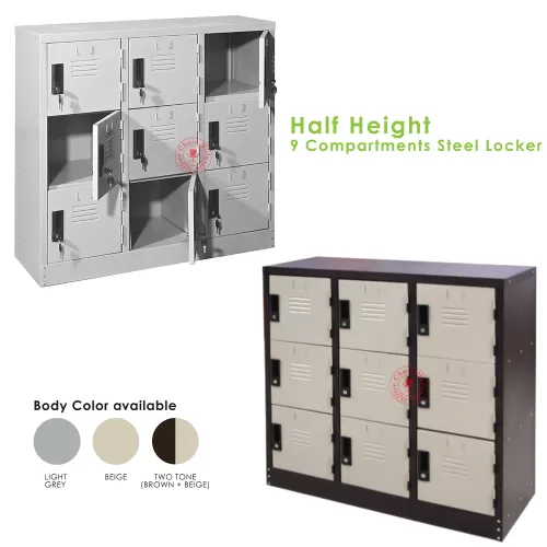 9 Compartment Half Height Steel Locker / Metal Locker / Student Locker / Almari Besi / Kabinet besi