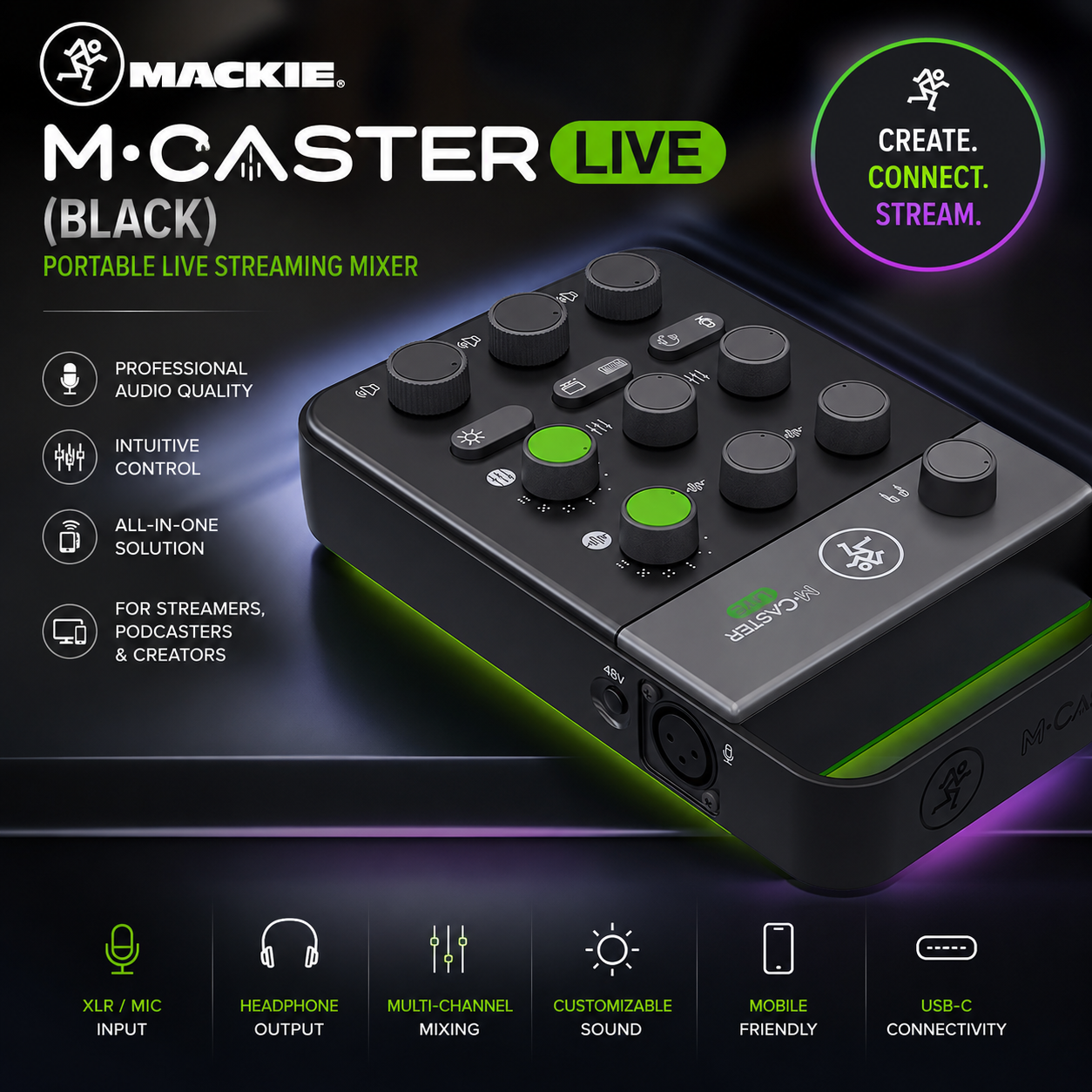 Mackie MCaster Live (Black) Portable Live Streaming Mixer