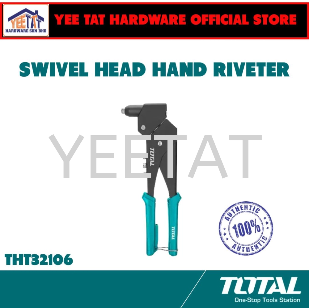 [ TOTAL ] THT32106 Swivel Head Hand Riveter INDUSTRIAL 360 Degree Rotation Multi Angle