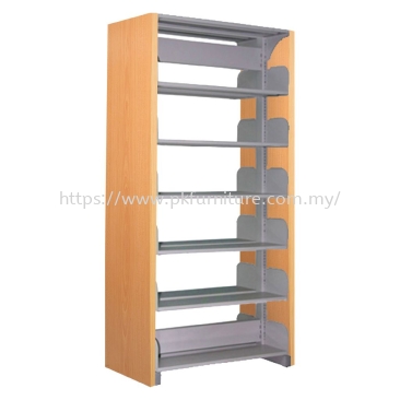 Library Shelving & Equipment - DSLS-6L-WP - Double Sided Library Shelving  With Wooden Panel (12 Shelves)