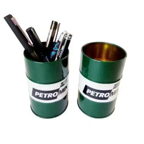 Oil Drum Shape Metal Pen Holder