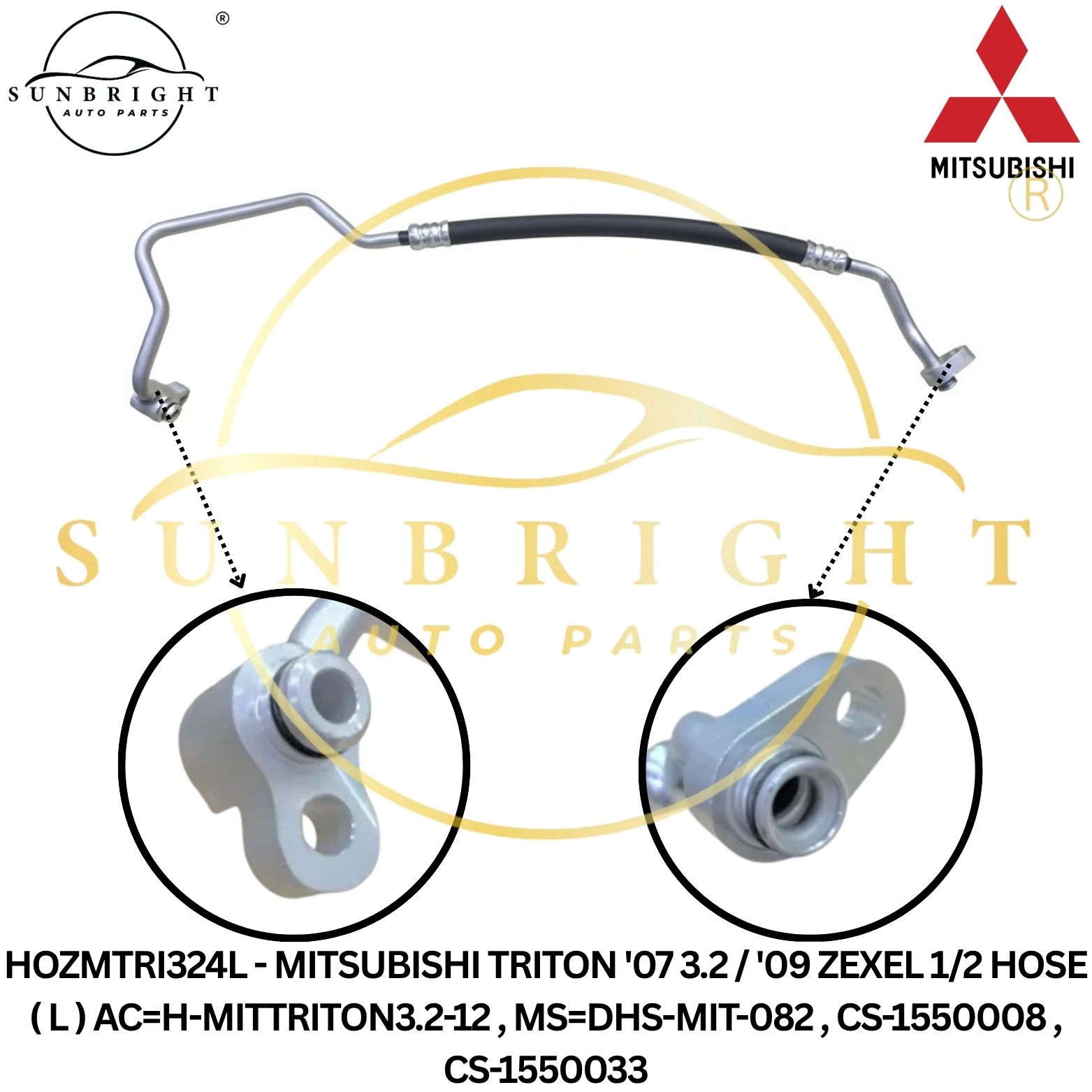 HOZMTRI324L - MITSUBISHI TRITON '07 3.2 / '09 ZEXEL 1/2 HOSE ( L ) AC=H-MITTRITON3.2-12 , MS=DHS-MIT-082 , CS-1550008 , CS-1550033