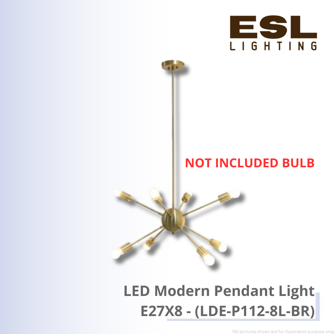 LED Modern Pendant Light E27X8 (Not Included Bulb) - LDE-P112-8L-BR