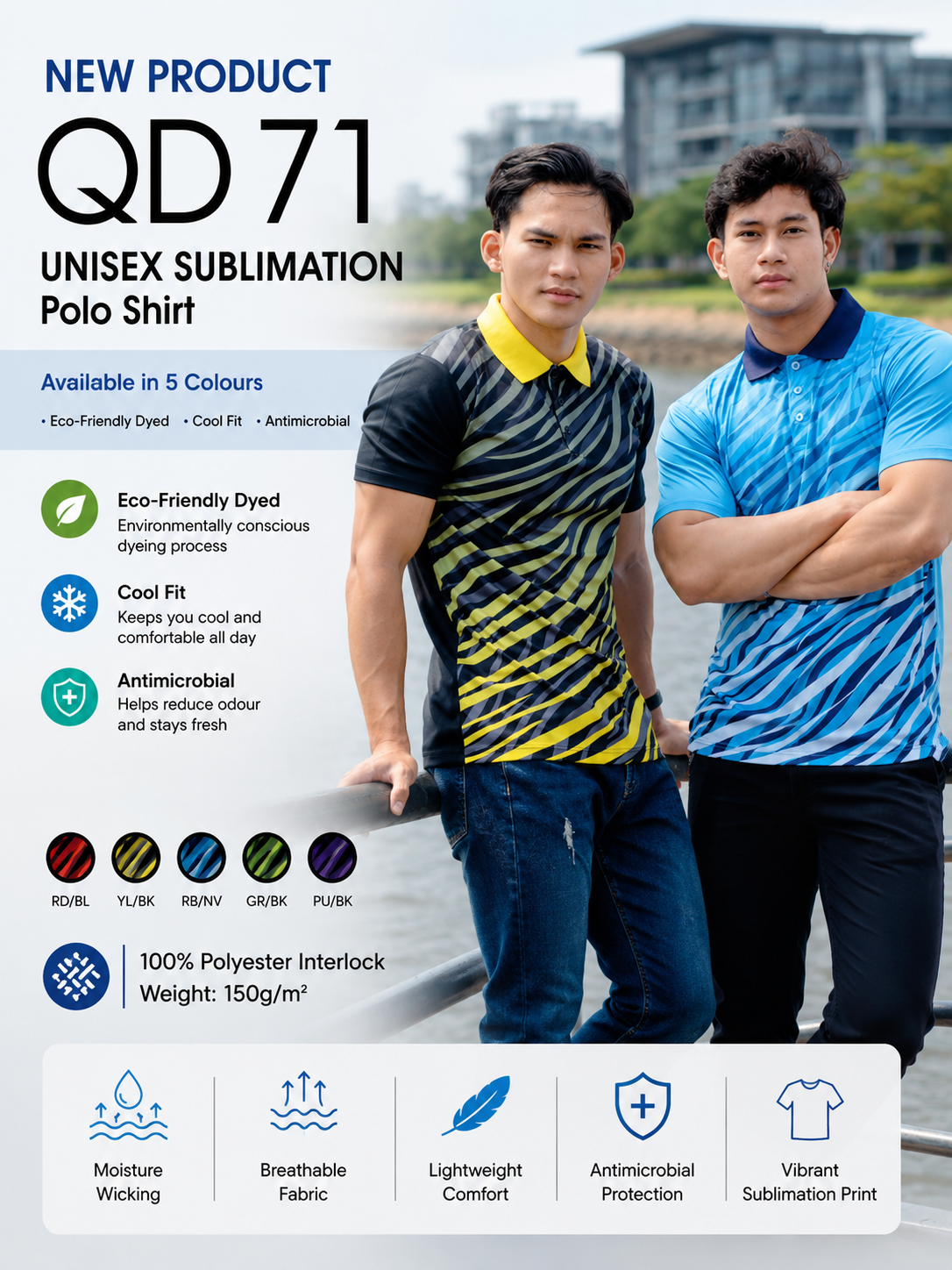 Sublimation Polo Shirt - QD71 (UNISEX)