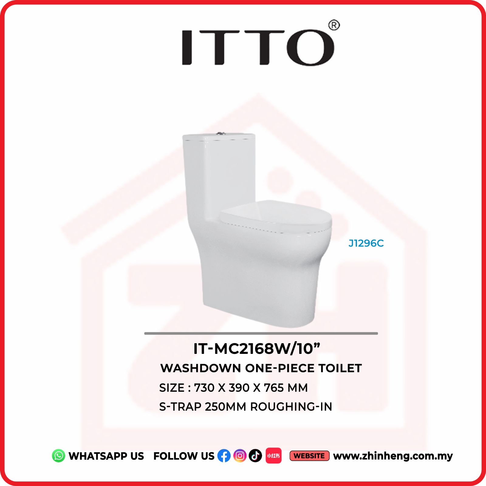 ITTO Wash Down One-Piece Toilet  IT-MC2168W/10"