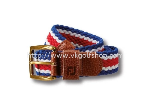 Striped Braided Belt #69502 Twilight / Racing Red / White