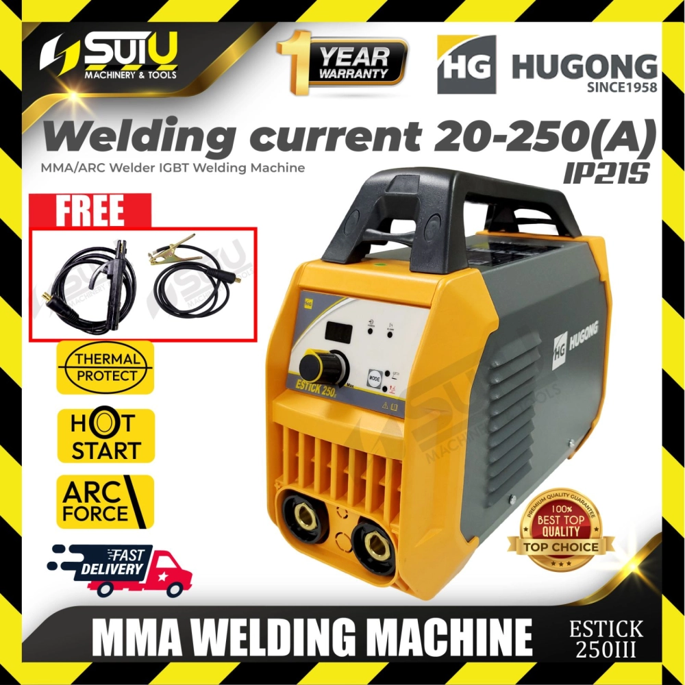 HUGONG ESTICK250III / ESTICK 250III MMA Welding Machine w/ Accessories