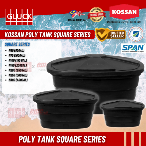 {SQUARE} KOSSAN POLY TANK SQUARE N50-N300 (80GAL-400GAL)