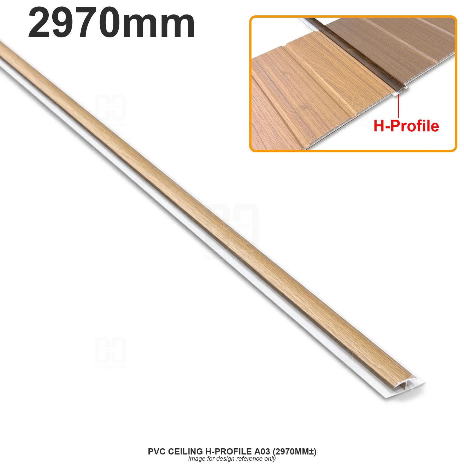PVC CEILING H-PROFILE A03 (2970MM卤)