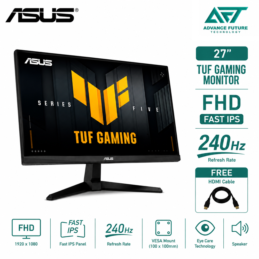 Asus TUF VG279QM5A 27'' FHD Fast IPS 240Hz Gaming Monitor ( Speaker, 2x HDMI, DP, Audio, 3 Years Warranty )