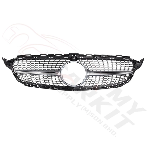 MERCEDES BENZ C CLASS W205 FACELIFT  DIAMOND GRILLE SILVER CHROME