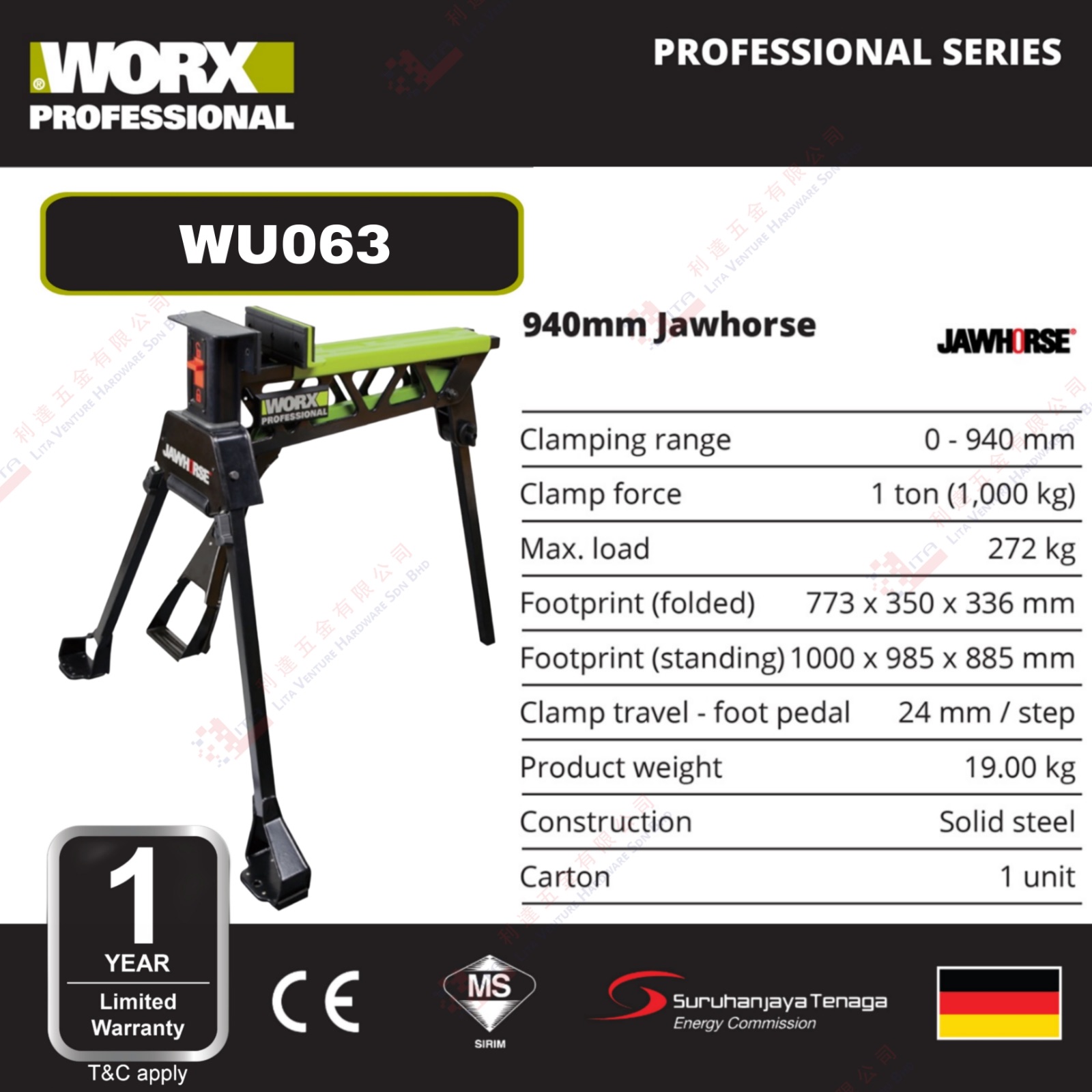 WORX BRAND 940MM JAWHORSE - WU063
