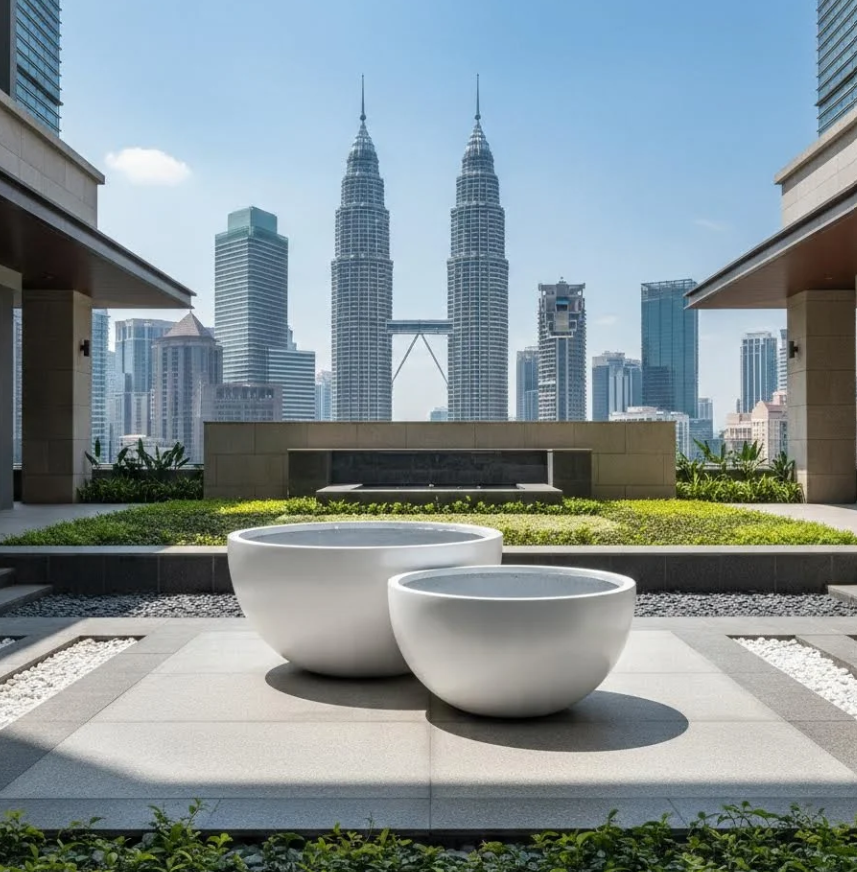 FRP Fiberglass Pot PC1247-17083 Glass Fiber Reinforced Plastic Round Bowl-Shaped Floor-Standing Large Vase Modern Simple Model Room Sales Office Soft Decoration Display Flowerpot 玻璃钢半圆球形大花盆商场酒店盆景花器摆件户外种树简约白色花钵 Gentian Kaca Separuh Bulatan Pasu Bunga Besar Sfera Pusat Membeli-Belah Hotel Hiasan Bunga Bonsai Penanaman Pokok Luar Menanam Pasu Bunga Putih Ringkas
