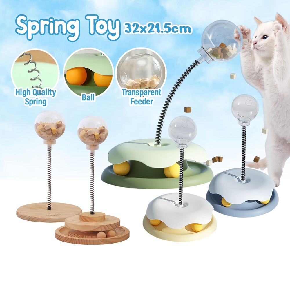 Wooden Cat Toy Roller Turntable Ball Interactive Kitten Indoor Cat IQ ...