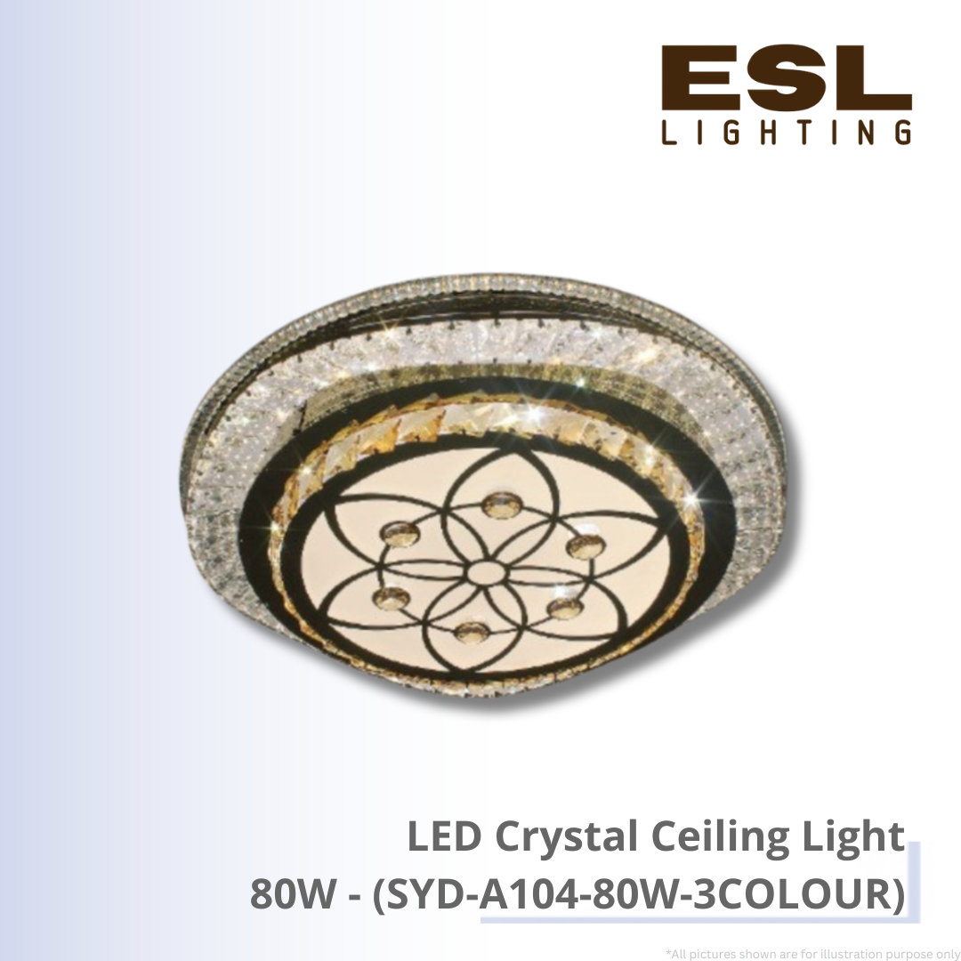 LED Crystal Ceiling Light 80W - SYD-A104-80W-3COLOUR
