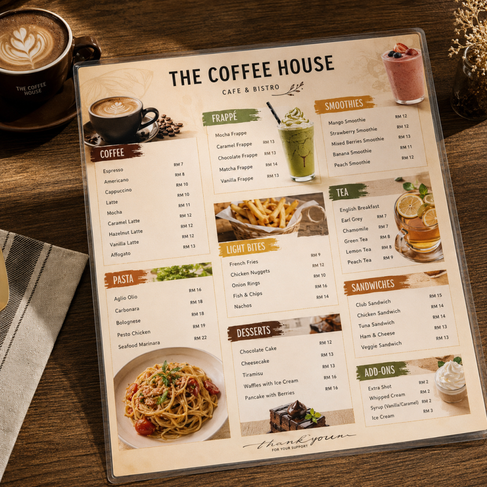 Menu Printing (Lamination) | Durable & Professional Restaurant Menus