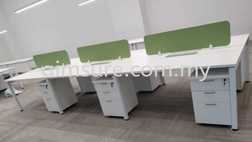 6 gang office workstation with desking panel and socket box