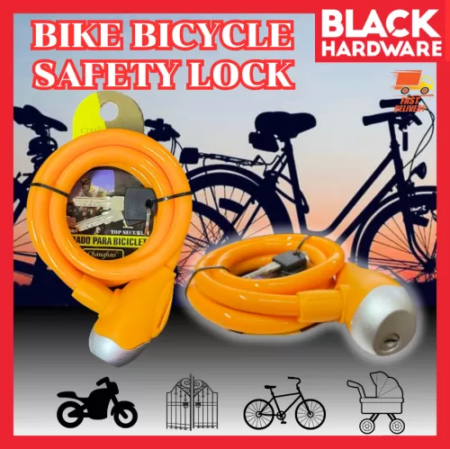 Black Hardware Bicycle Lock Basikal 脚车锁 Cable Lock Motor Safety Lock Motorcycle Bycycle Basikal Scooter Lock Anti Theft