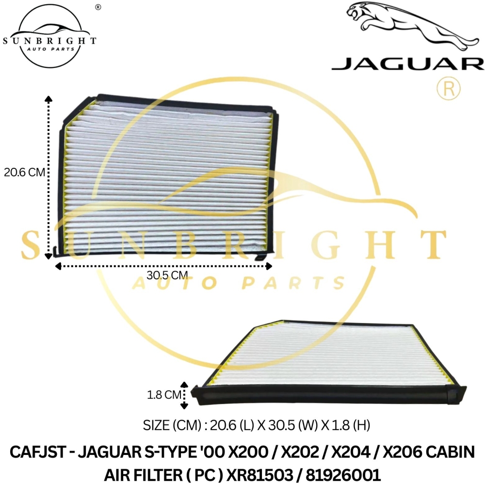 JAGUAR S-TYPE '00 X200 / X202 / X204 / X206 CABIN AIR FILTER ( PC ) XR81503 / 81926001