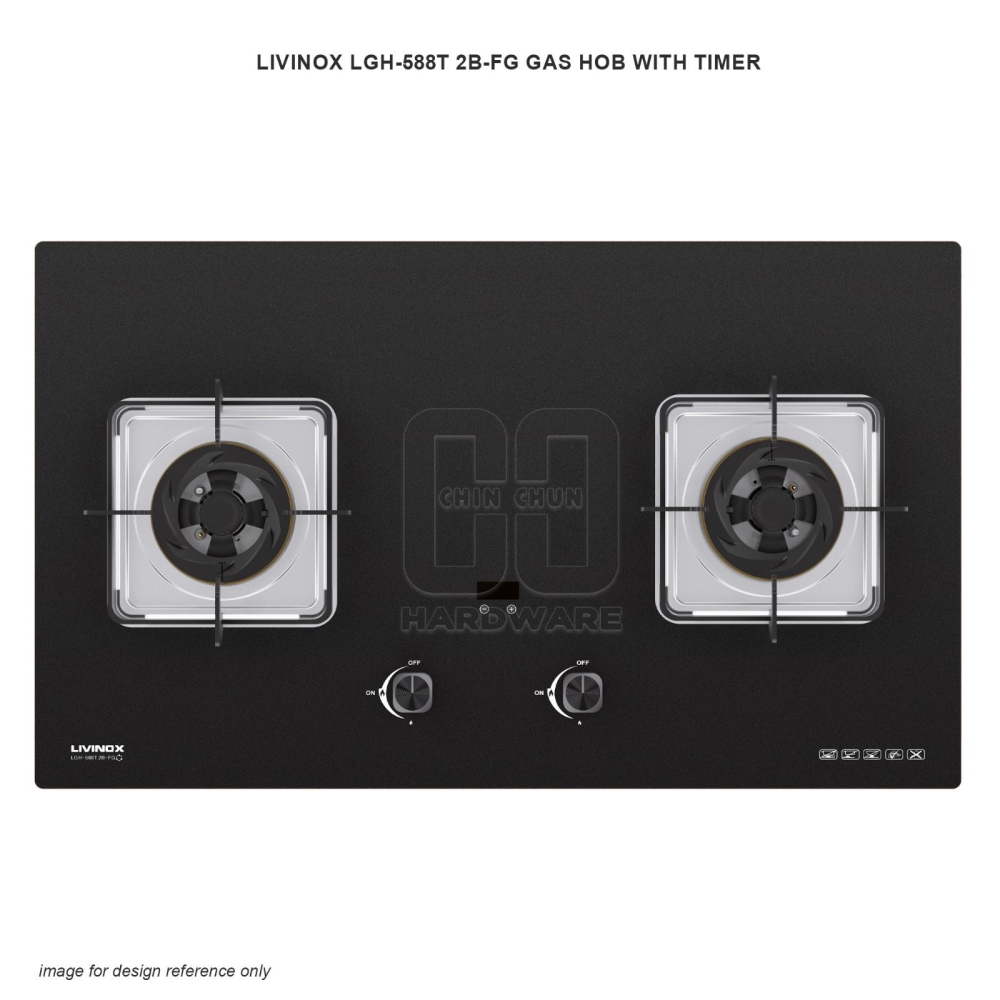 LIVINOX LGH-588T 2B-FG GAS HOB WITH TIMER