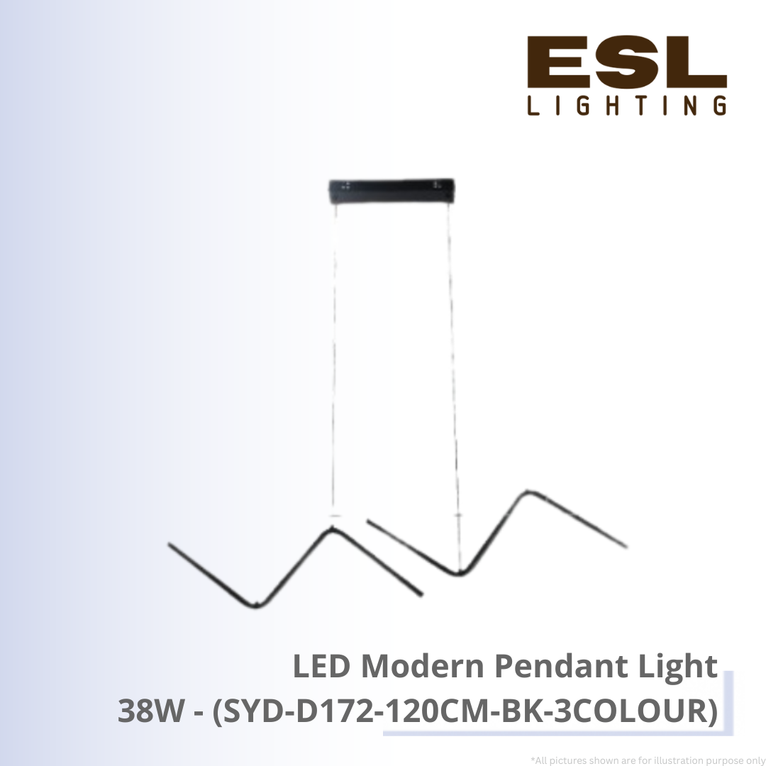 LED Modern Pendant Light 38W - SYD-D172-120CM-BK-3COLOUR