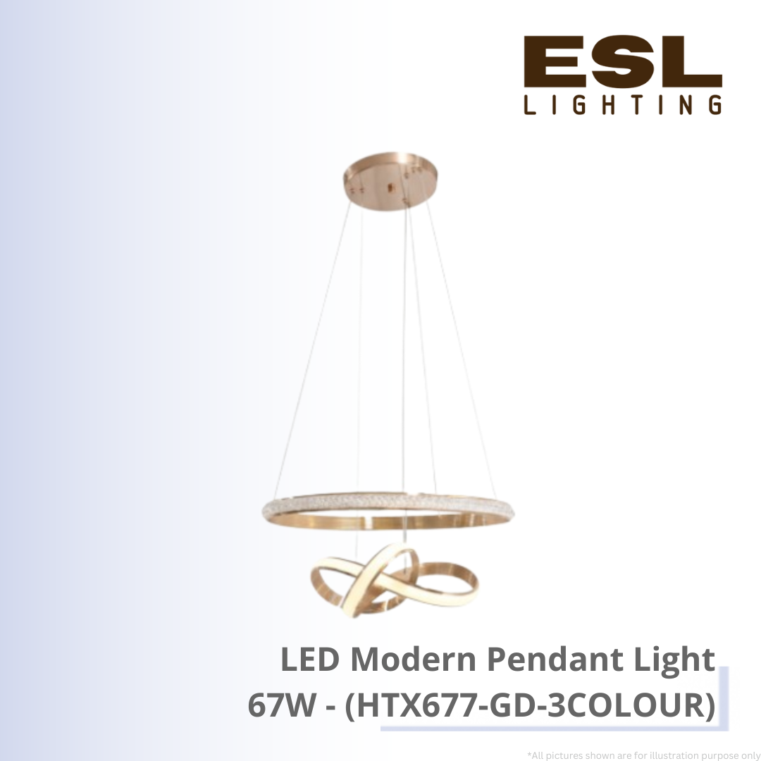 LED Modern Pendant Light 67W - HTX677-GD-3COLOUR