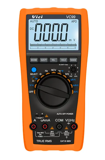 Vici VC99 True RMS, Analog bar display, NCV test, Max/Min , Data hold, Backlight.