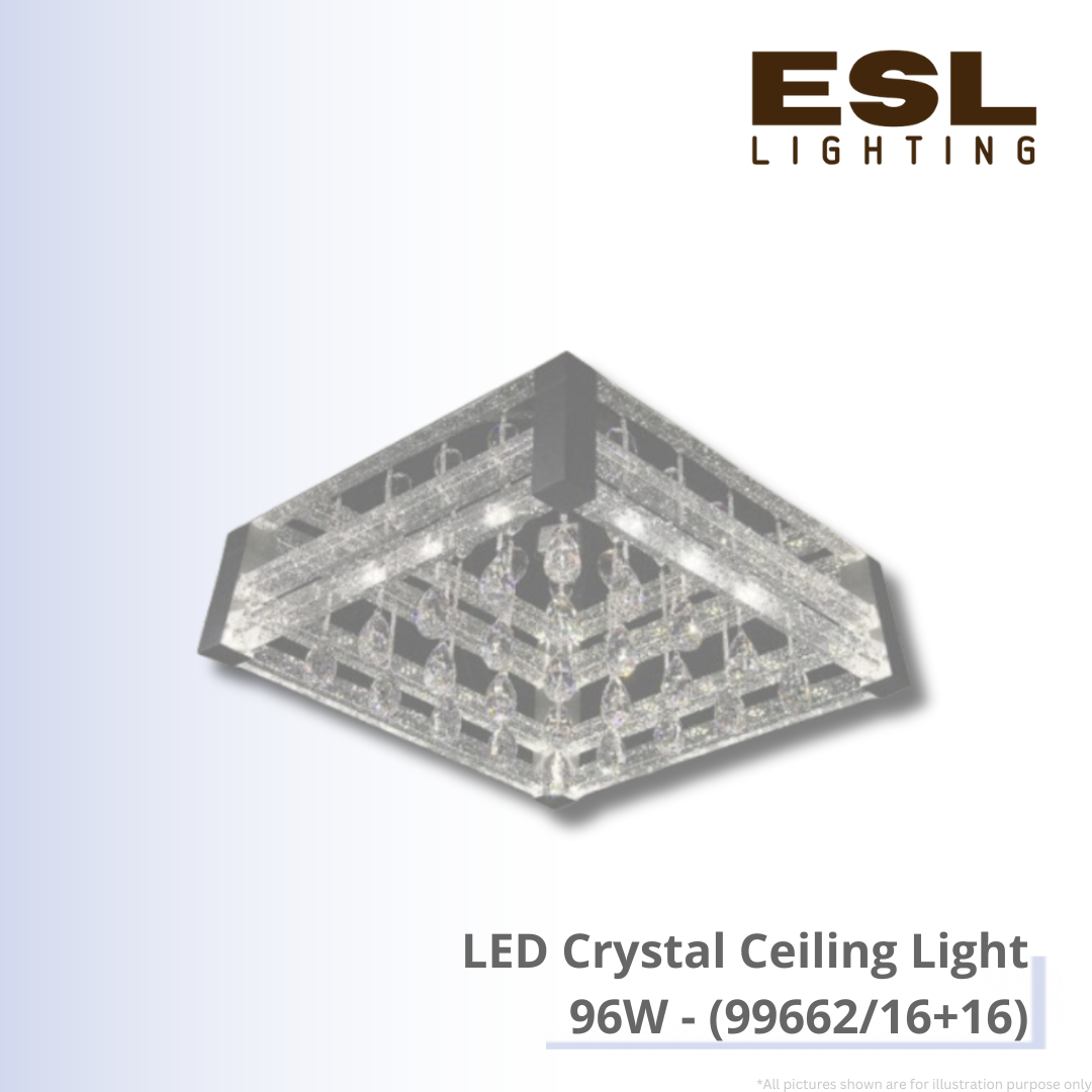 LED Crystal Ceiling Light 96W - 99662/16+16