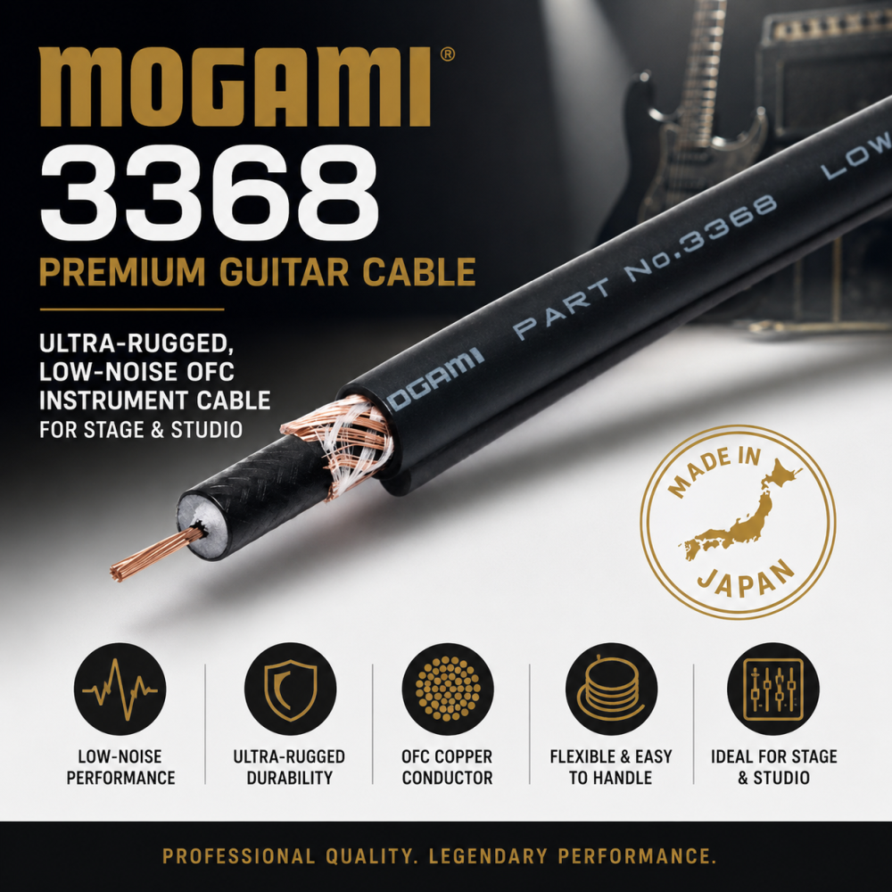 Mogami 3368 Premium Guitar Cable – Ultra-Rugged, Low-Noise OFC Instrument Cable for Stage & Studio (Made in Japan)