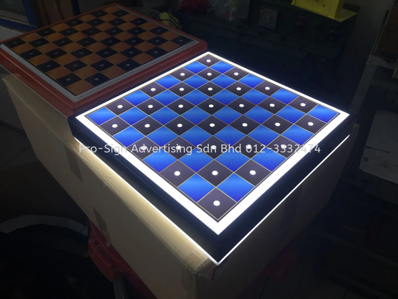 ACRYLIC CHESS BOARD WITH LED LIGHT (REKA, BATU CAVES, 2019)