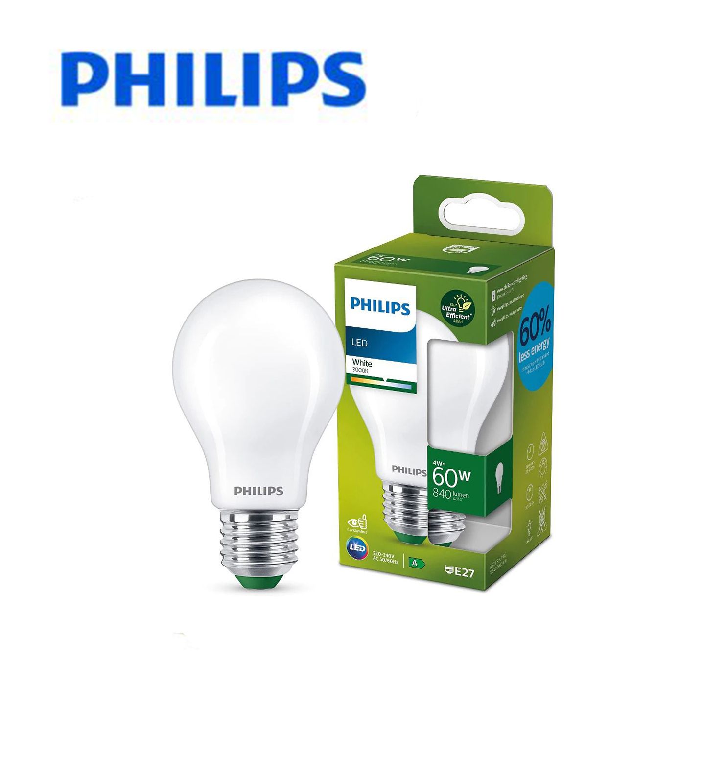 Philips LED Ultra Efficient Light A60 E27 5w/7.5w Frosted Glass Bulb
