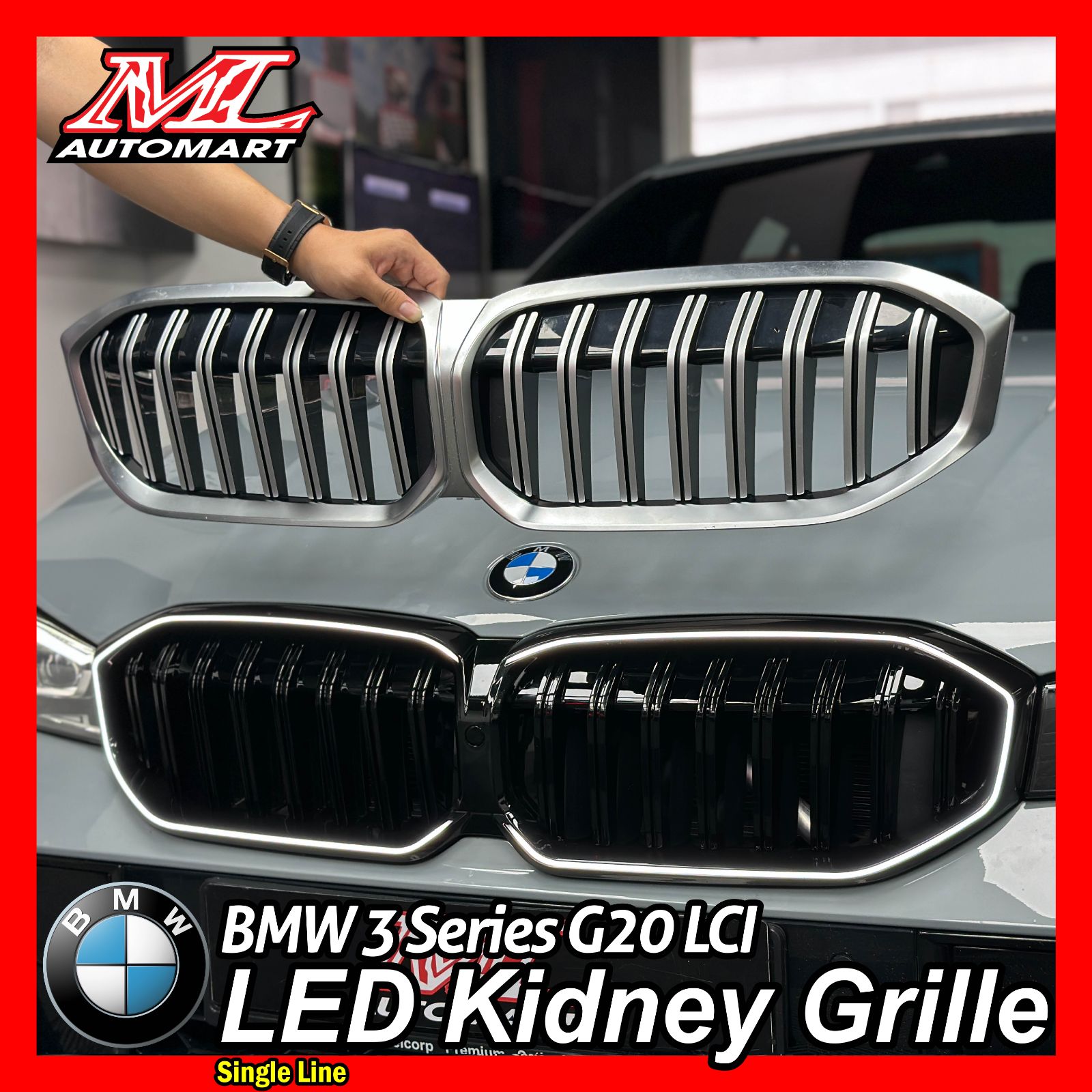 BMW 3 Series G20 LCI LED Kidney Grille (Single Stripe)