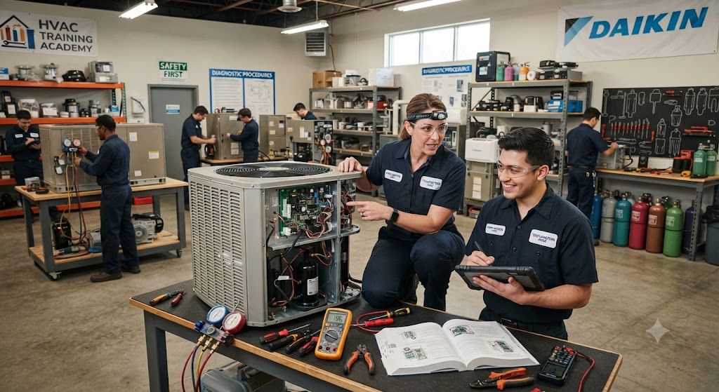 HVAC technician maintenance workshop