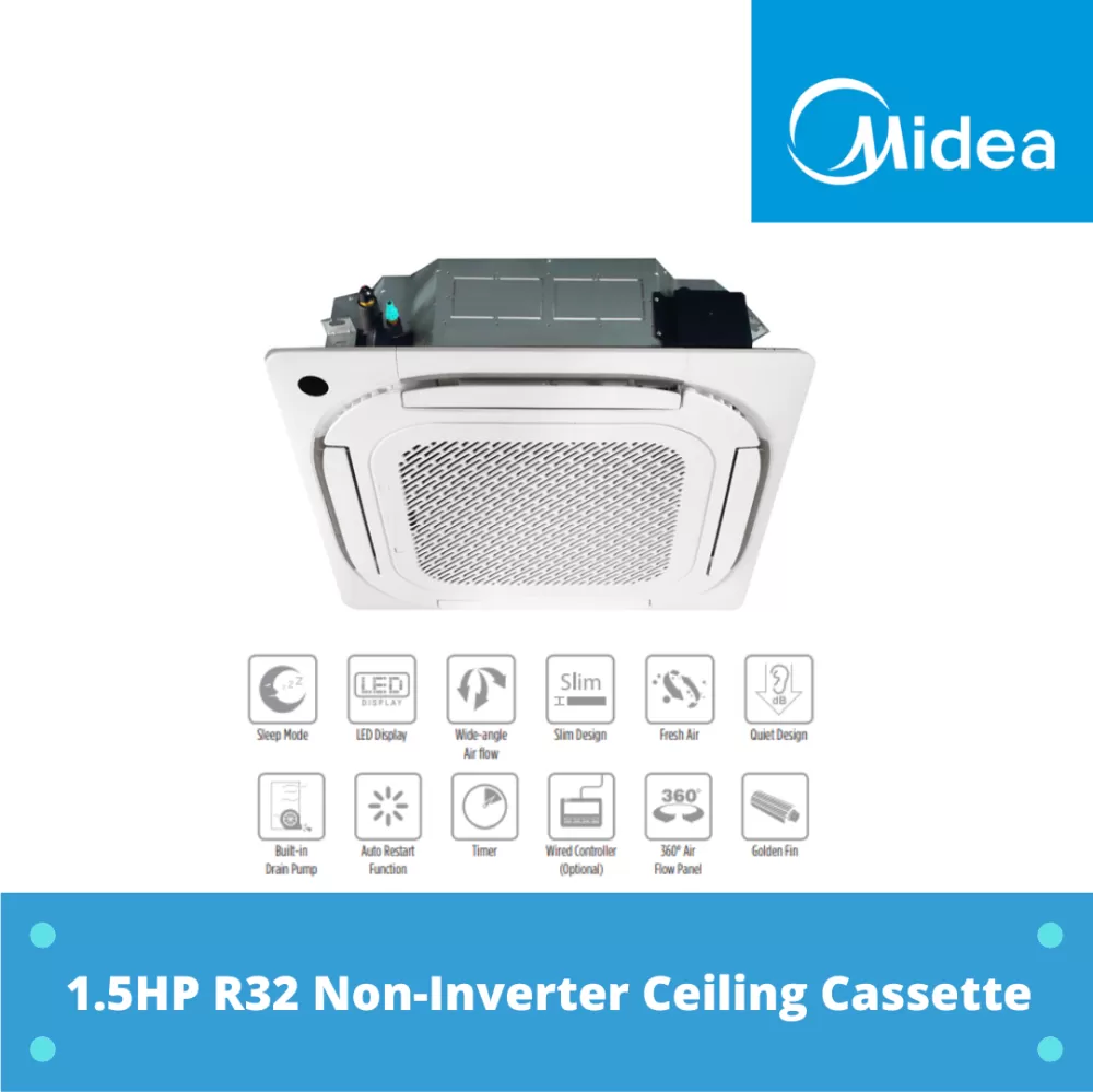 Midea 1.5HP R32 Non Inverter Ceiling Cassette  MCA3-12CRN8