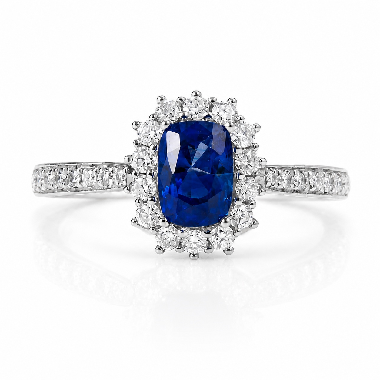 Roman & Co Vaelisse Halo Sapphire Diamond Engagement Ring